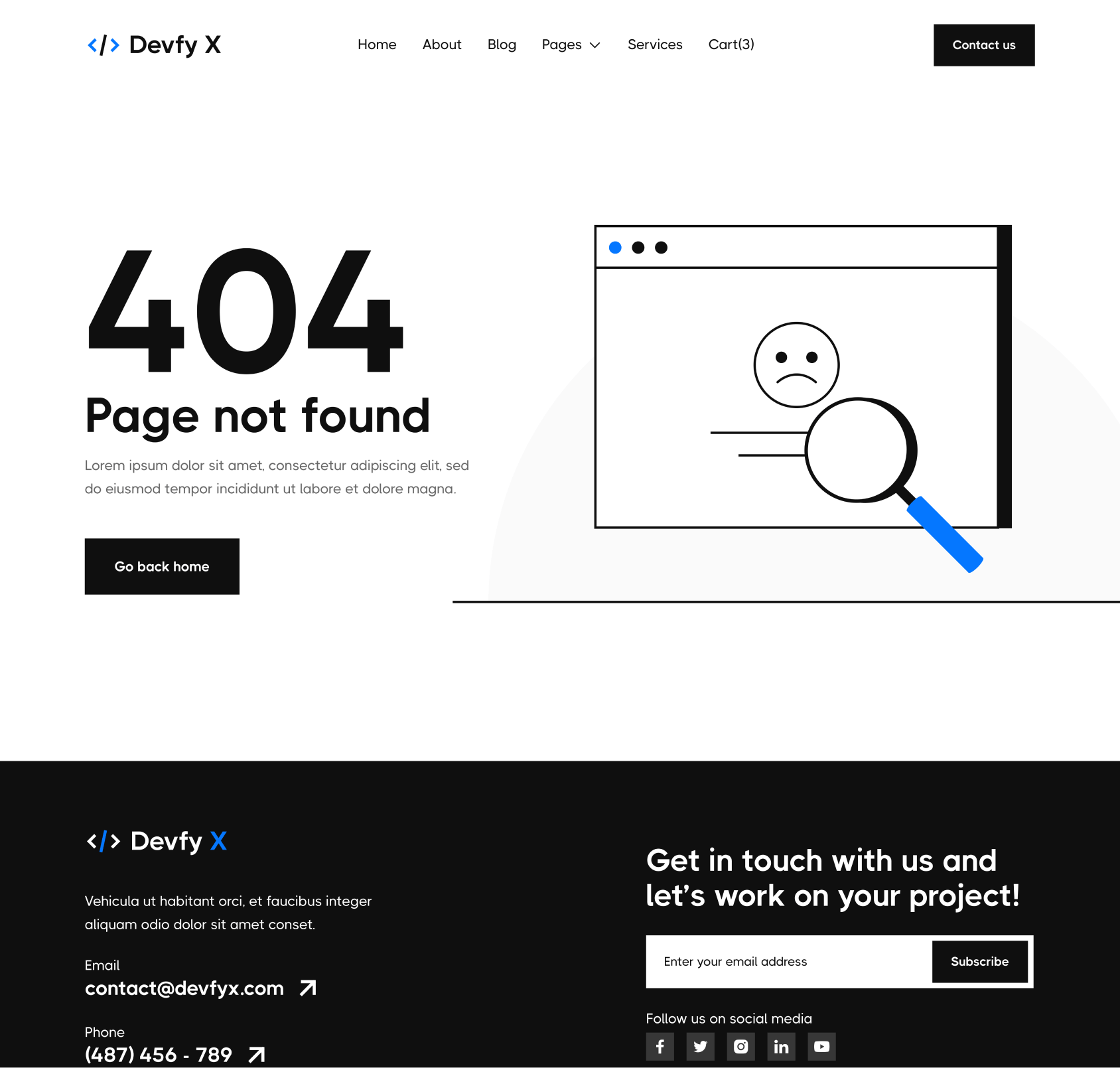 Devfy X - 404 Not Found Hero Page - Development Agency Webflow Template