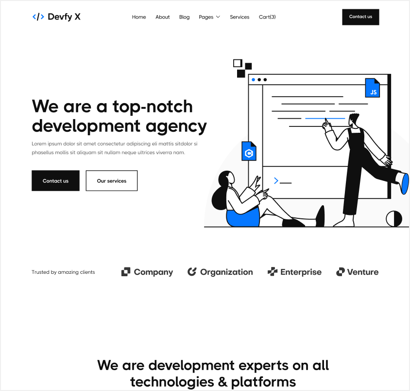 Devfy X - Home V1 Hero Page - Development Agency Webflow Template