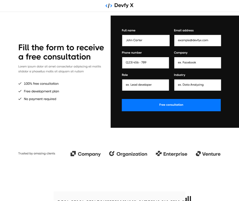 Devfy X - Landing Page Main Page - Development Agency Webflow Template