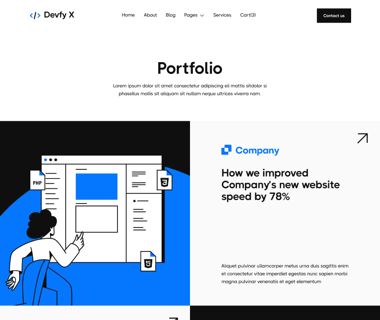 Devfy X - Portfolio V1 Main Page - Development Agency Webflow Template