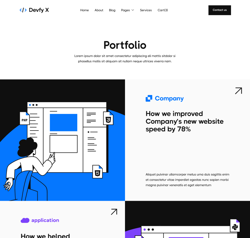 Devfy X - Portfolio V1 Hero Page - Development Agency Webflow Template