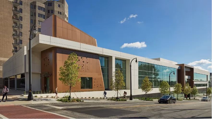 3D rendition of a hospital building.