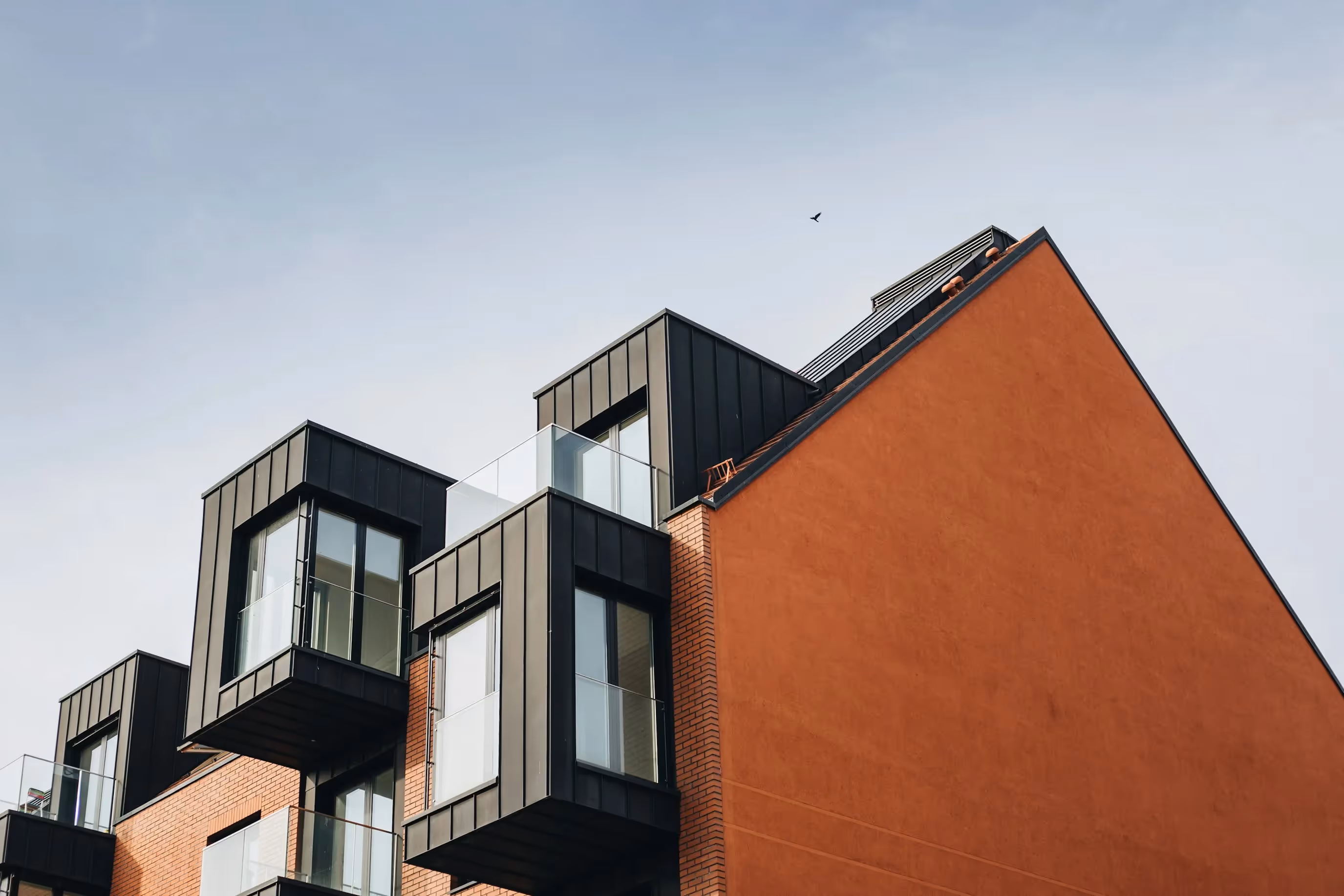 Picture of a house from the ground.