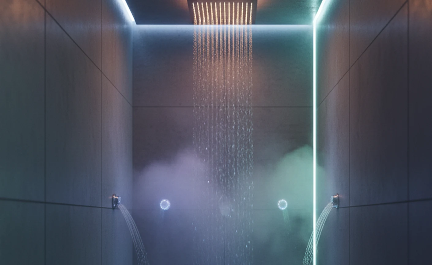 Doccia emozionale con cromoterapia per centro benessere, concept Wellness Design