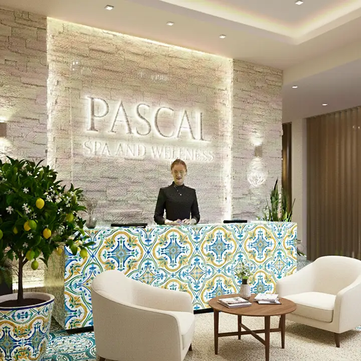 Concept di reception e arredamento per spa d'hotel, arredi centri benessere Wellness Design