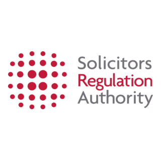 Solicitors Regulation Authority logo with a circular pattern of red dots to the left and the text 'Solicitors Regulation Authority' to the right.