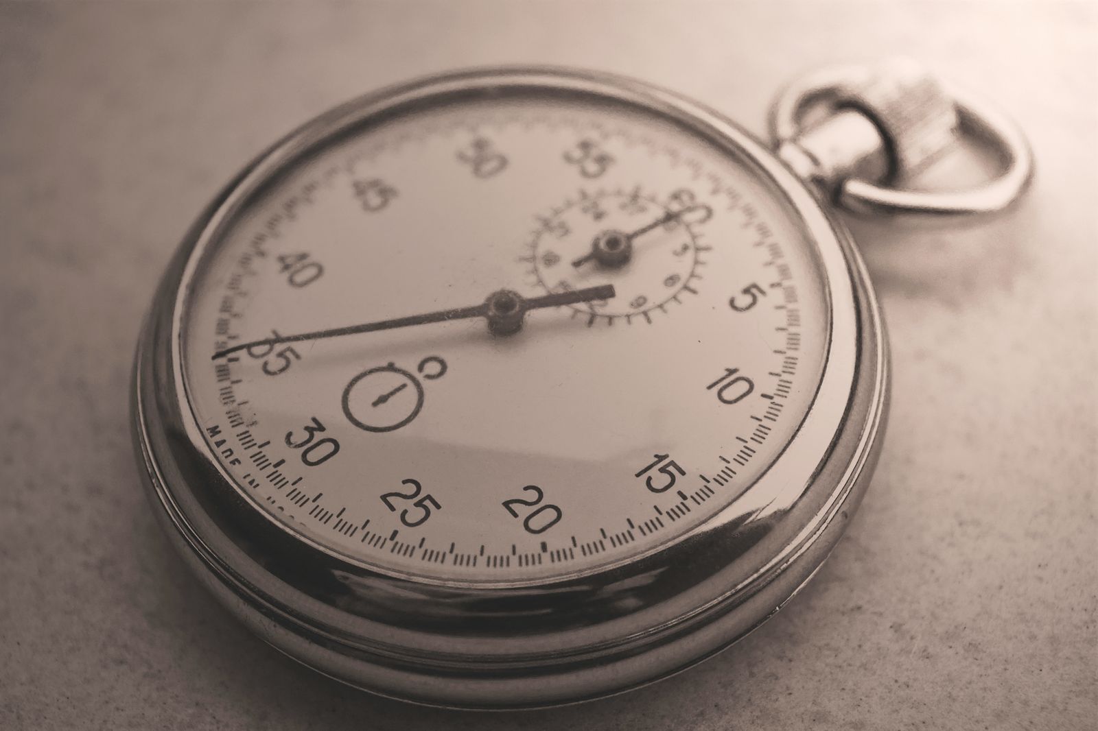 Close-up of a silver stopwatch