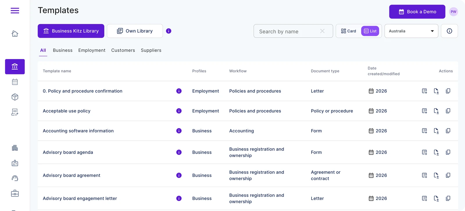 Business Kitz Document Library with lawyer-drafted templates