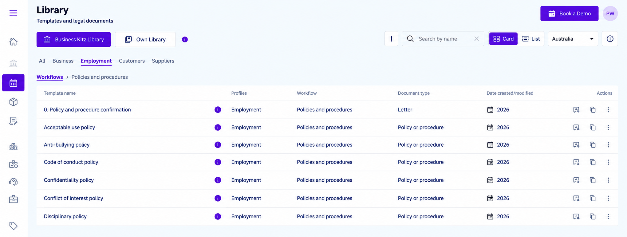 Business Kitz Document Library with lawyer-drafted templates