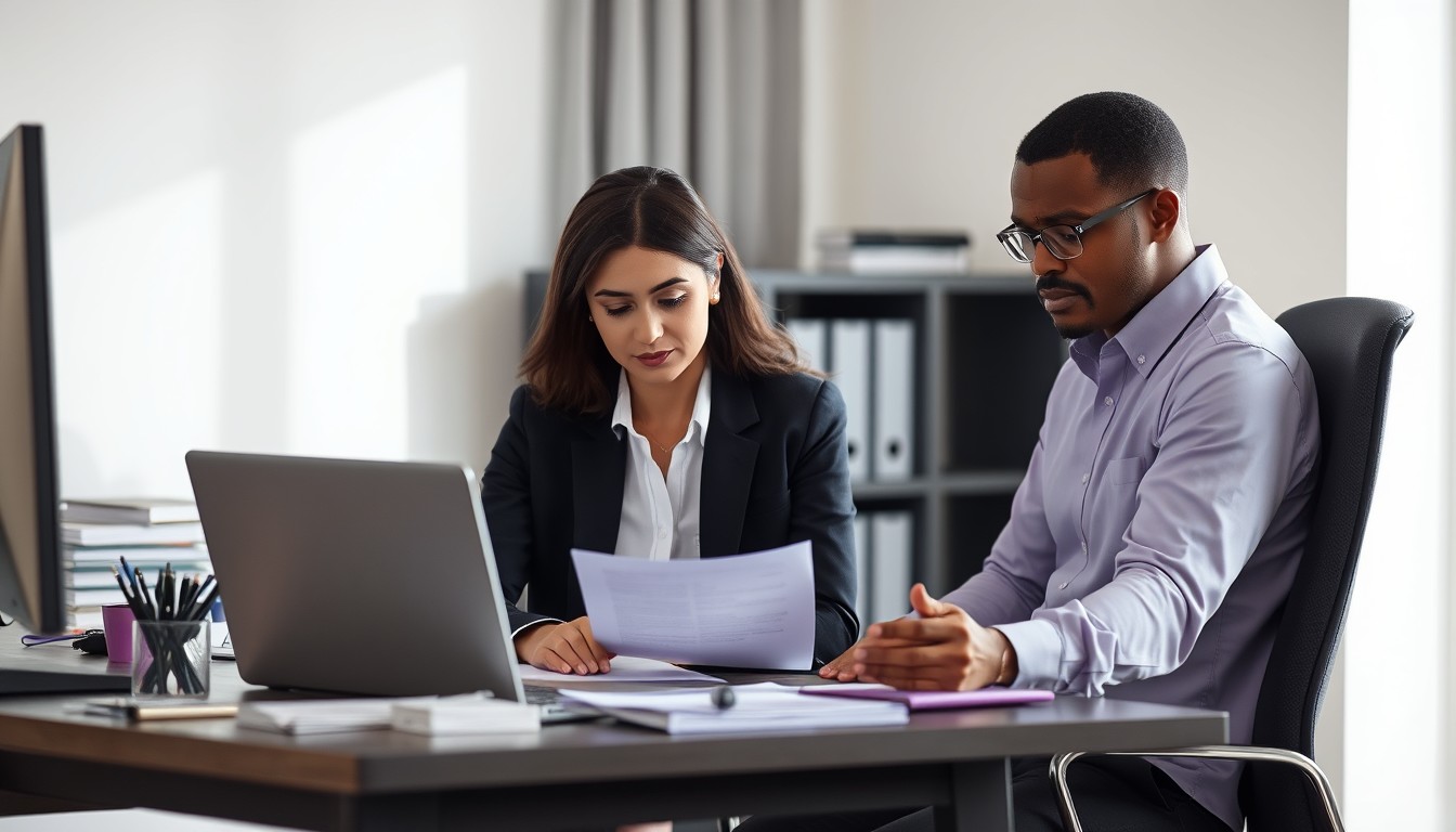 A diverse group of professionals engaged in a serious conversation around a conference table. A woman of colour speaks while others listen attentively in a sleek, minimalist office setting. This image complements the blog's section about understanding quitting without notice and the importance of communication and legal understanding before taking such a step.