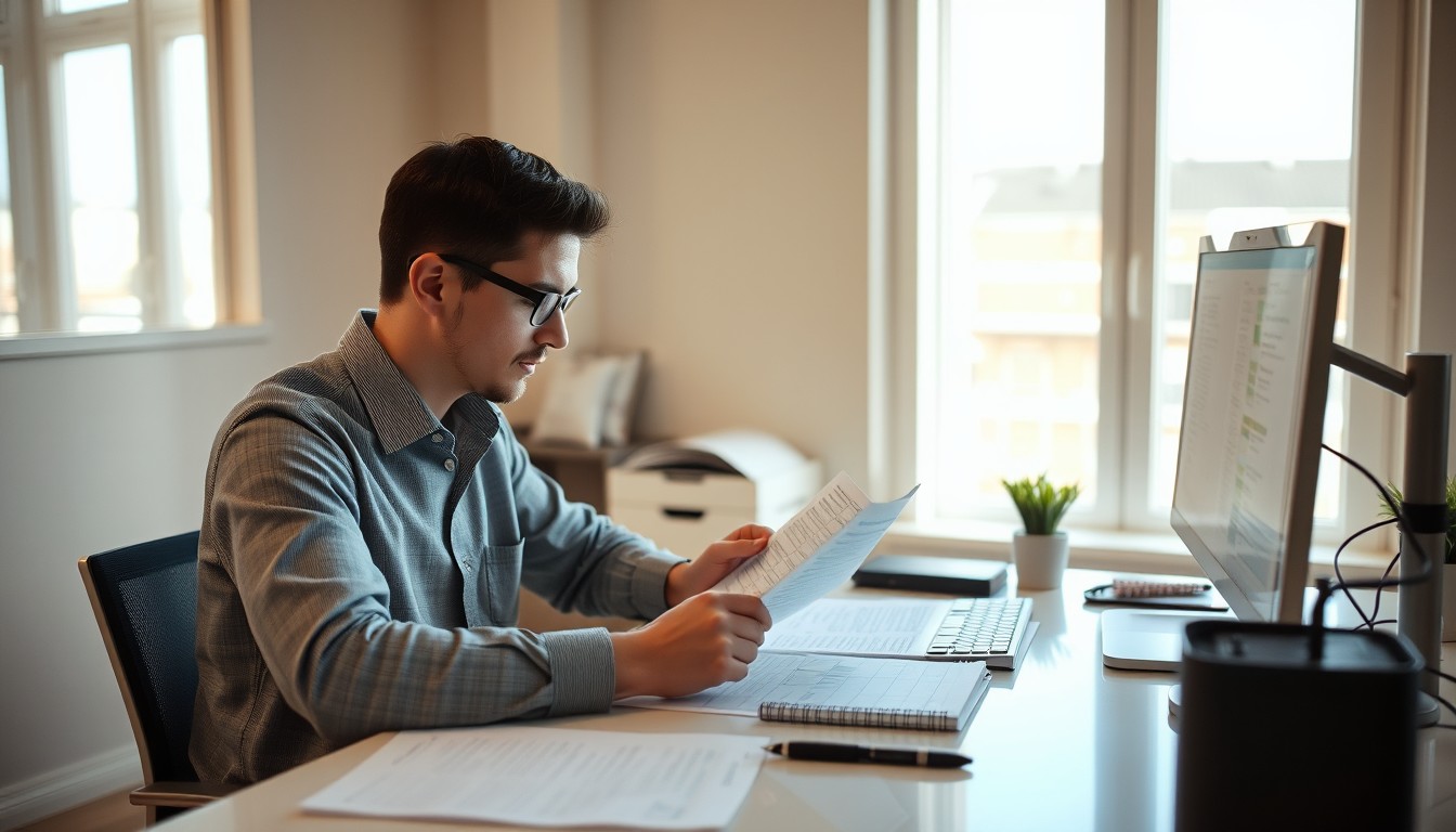 A focused individual, either male or female, of any ethnicity, using a laptop to sign a document electronically. The image represents the convenience and modernity of digital signatures.