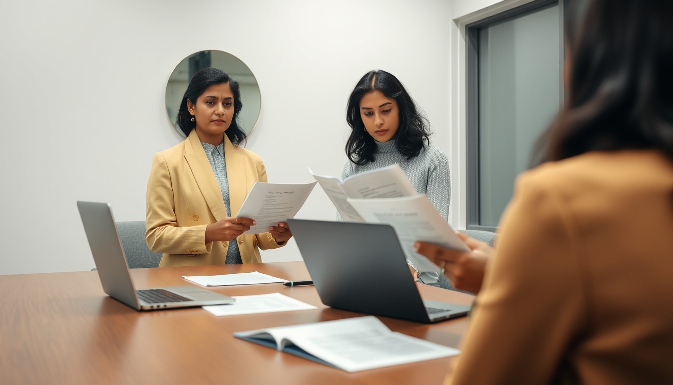 A diverse woman of color in a polished meeting room, preparing her testimony for a court hearing. The image emphasizes the importance of preparation when summoned as a witness in legal proceedings.