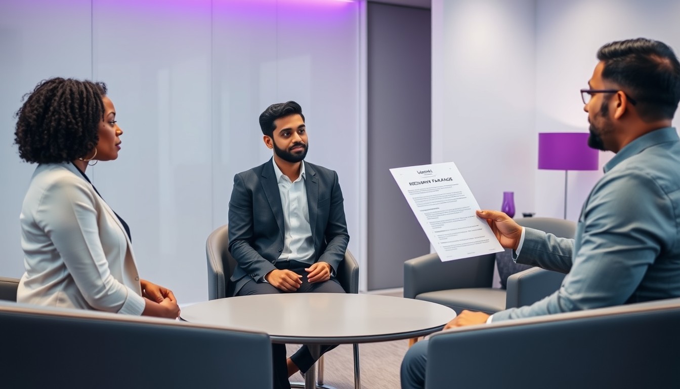 A professional reviewing a golden handshake contract with key elements like lump-sum payments, stock options, and healthcare benefits. The image portrays focus and attention to detail, with a clean and organized office environment.