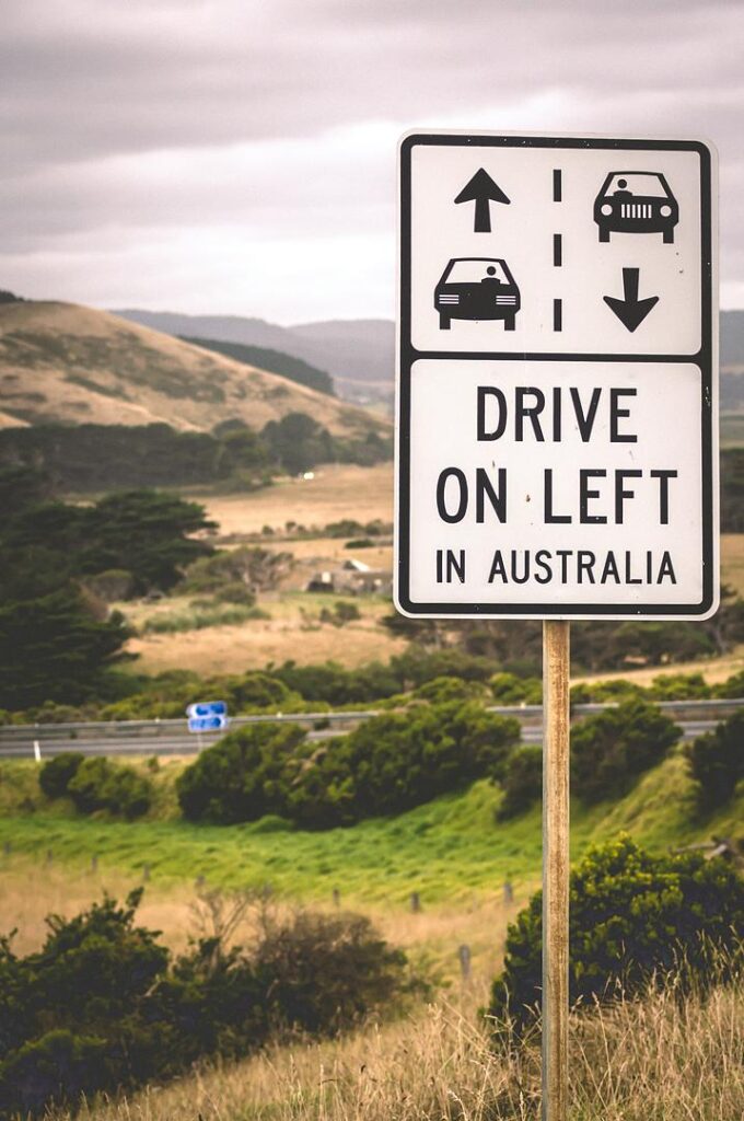 Australian road sign in country setting