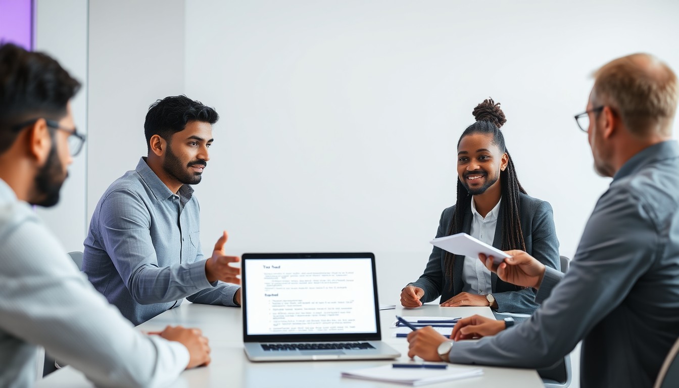 A diverse team of professionals discusses the disadvantages of irrevocable trusts, focusing on the challenges of inflexibility and loss of control in a clean, minimalist office environment. The image highlights the importance of understanding the potential drawbacks of irrevocable trusts.