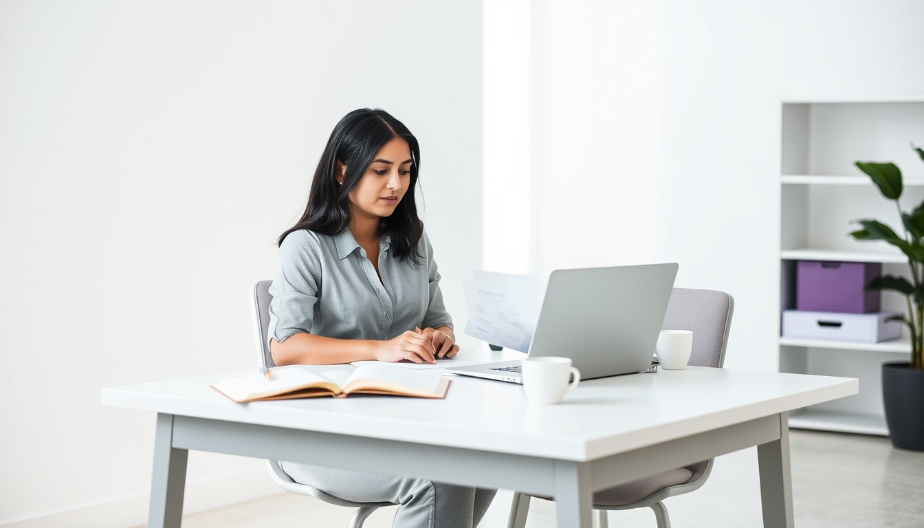 A diverse team of professionals—two men and one woman—collaborates in a modern office, reviewing a subcontractor statement document. Their focus on technology and paperwork highlights the importance of clear communication and contract management.