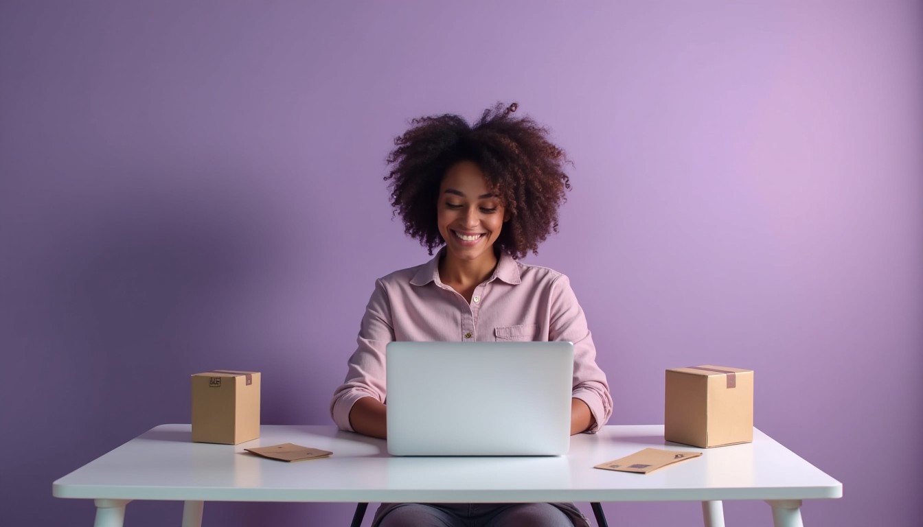 An e-commerce business owner calculates GST on imported goods, reviewing customs values, shipping costs, and deferred GST options at a well-organized desk.