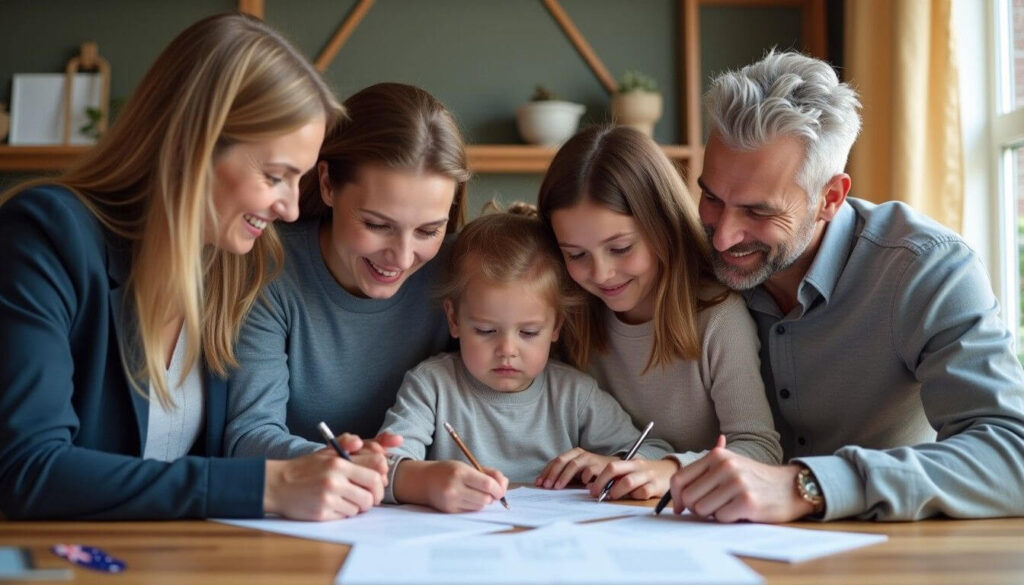 Professional family inheritance planning meeting with legal documents in Australia artwork