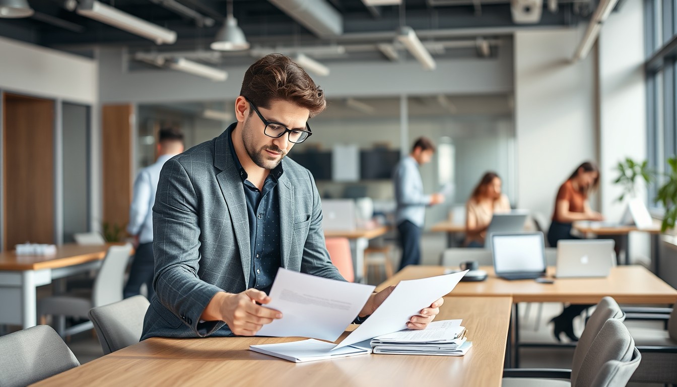 A person from a diverse background sitting at a clean and well-organized home office desk, reading leave policies on a tablet. The workspace includes natural light, plants, and office supplies, showing a professional yet relaxed work setting.