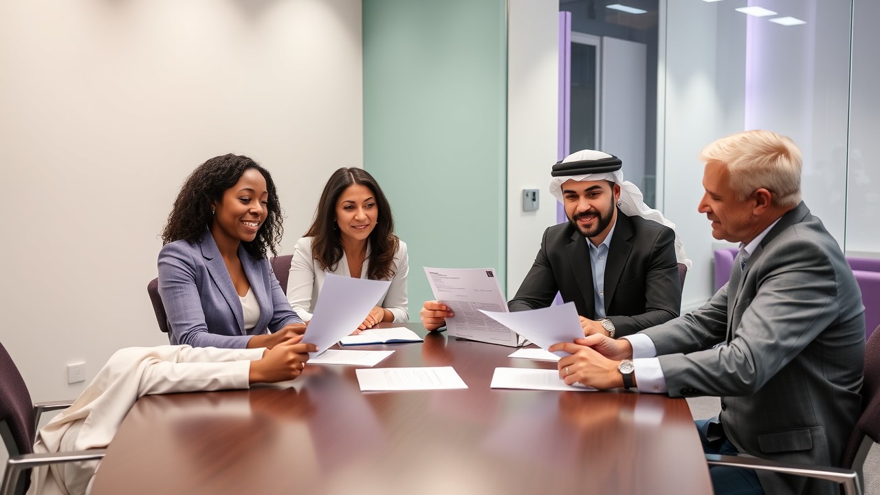 A Hispanic female professional using a wage calculator on her laptop to ensure compliance with NSW award wages, in a minimalist office environment.