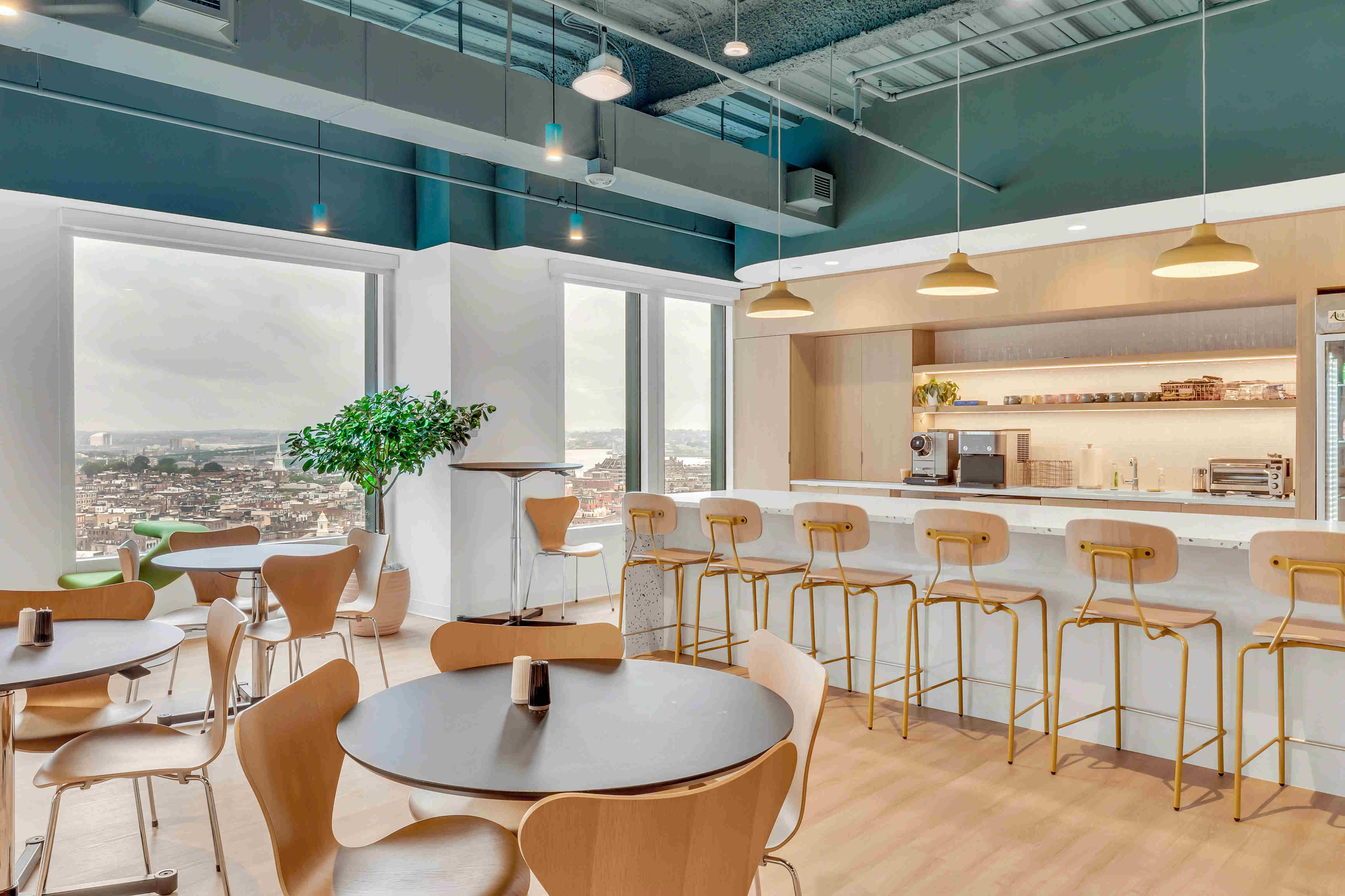 Shared office space with lots of natural light and modern finishes
