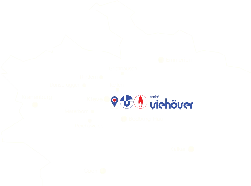 Landkarte Kleve mit Standort von André Viehöver Heizung Sanitär
