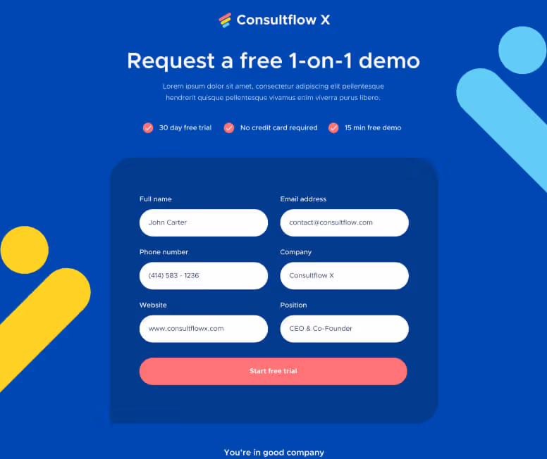Request a Demo - Consultflow X Webflow Template