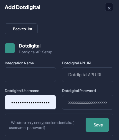 Add Dotdigital account form