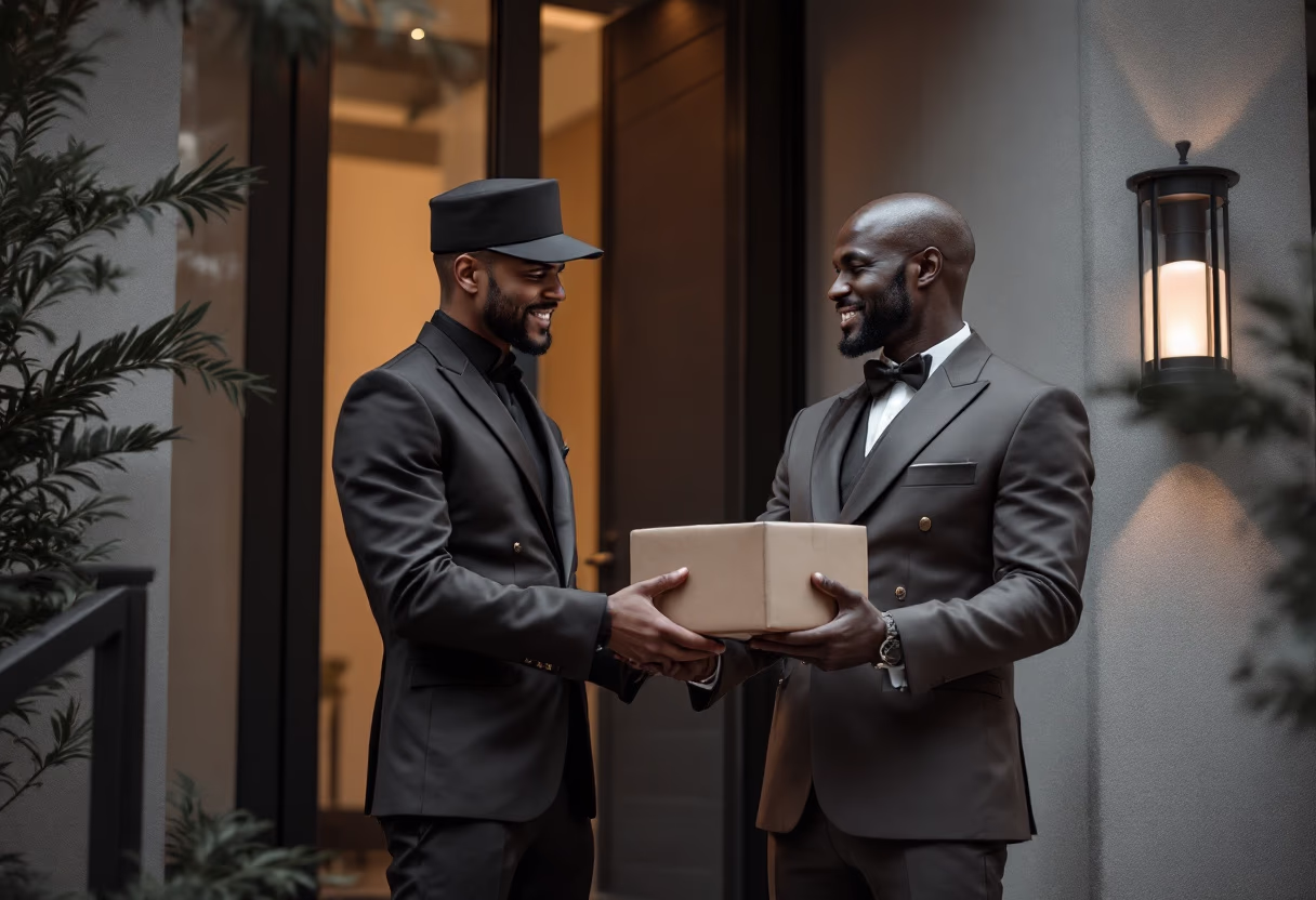 courier delivering a package