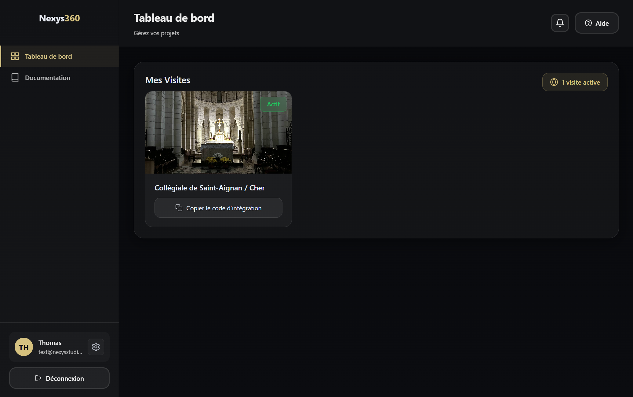 Aperçu de l'interface MaVisite