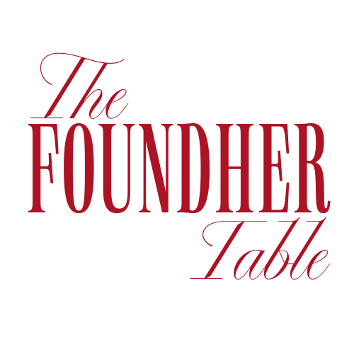 The Founder Table text logo in red with elegant serif font.
