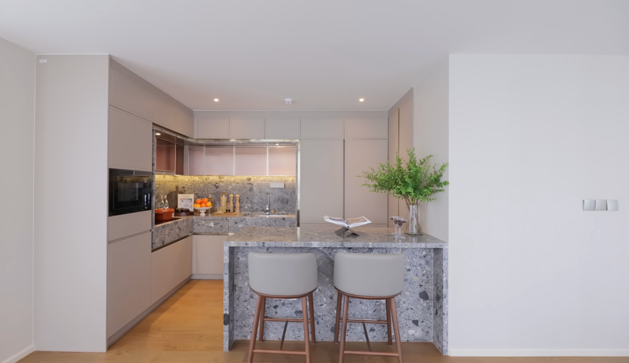 European-style kitchen in the Via 34 unit