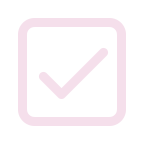 Ljuslila markeringsruta med en bock i mitten.