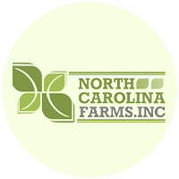 Logo of North Carolina Farms Inc. with four green stylized leaves arranged in a square to the left of the company name.