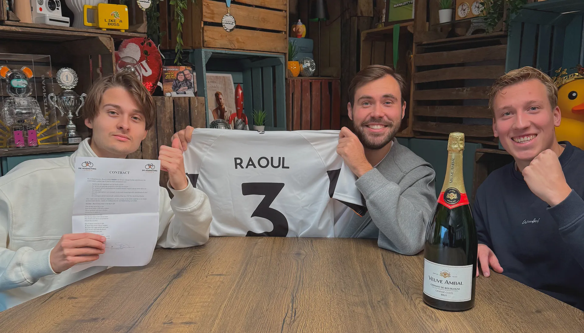 Foto van Simon en Maurice van De Marketing Tandem samen met Raoul de Graaf