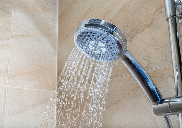 Showerhead with water running
