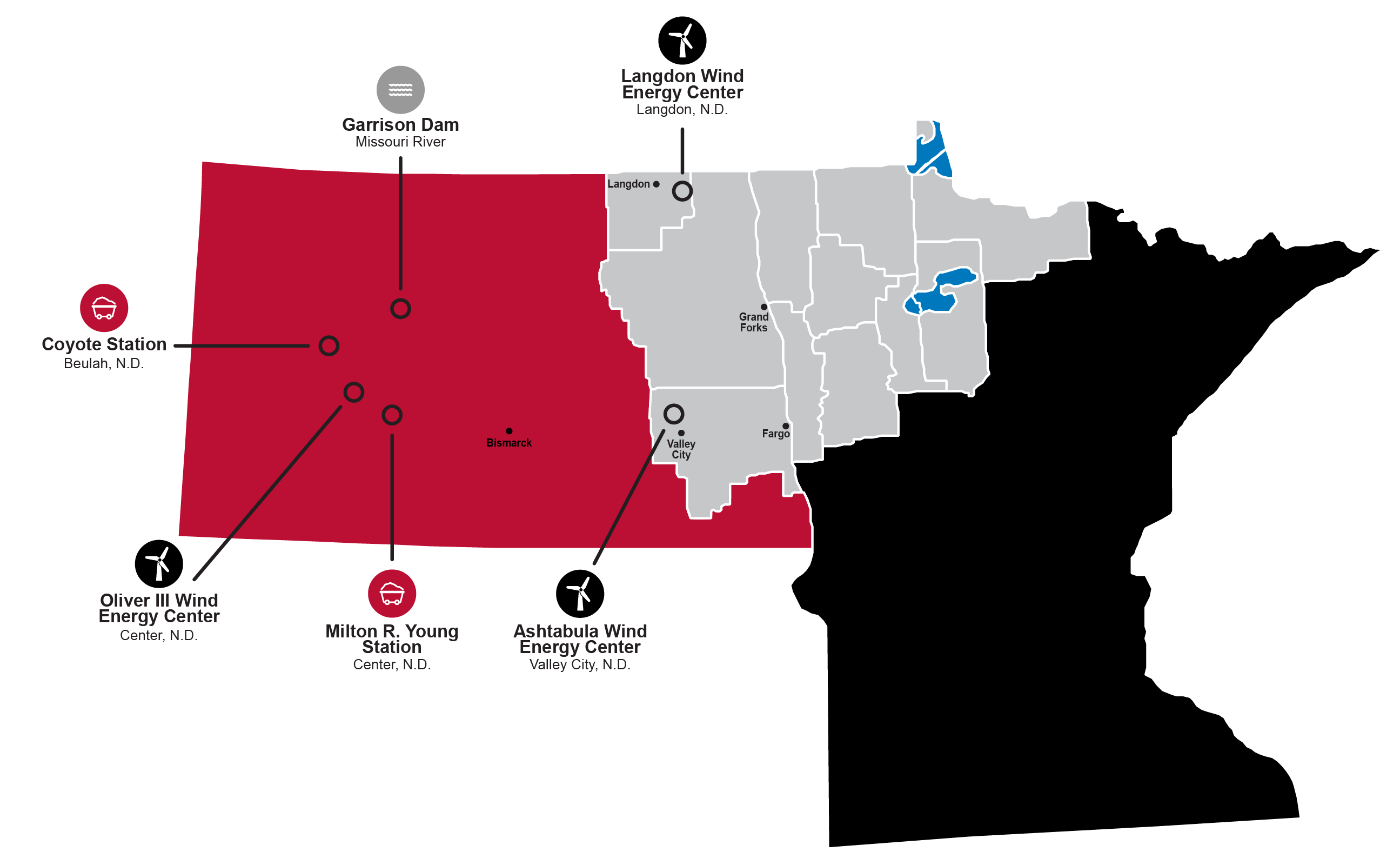 Red Lake Electric energy generation map