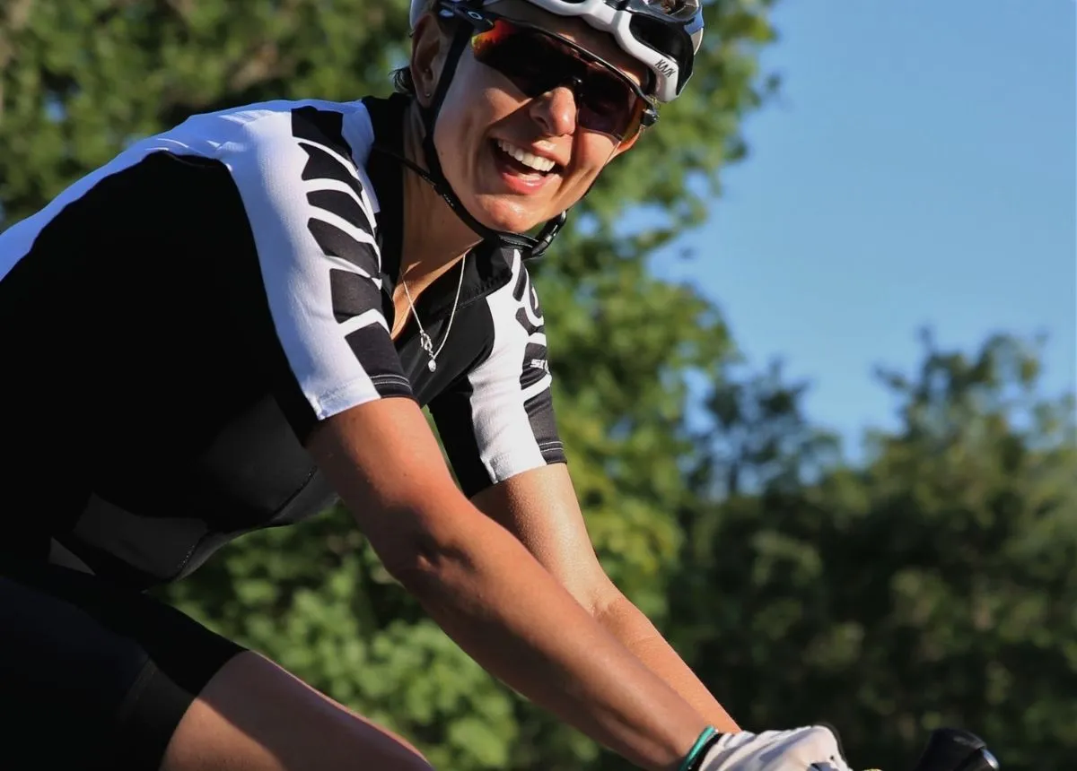 45-year-old cyclist riding confidently after online coaching program