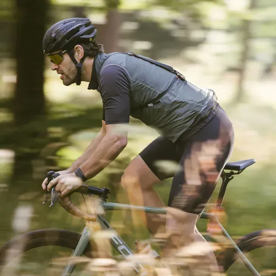 Solo rider training through woodland trail – Perform on demand cycling coaching