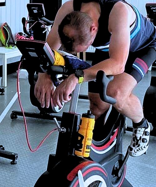 50 year old cyclist struggling after a hard training session