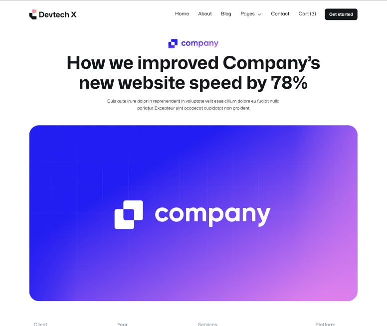 Devtech X - Case Study Page - The Ultimate Tech Development Agency Webflow Template