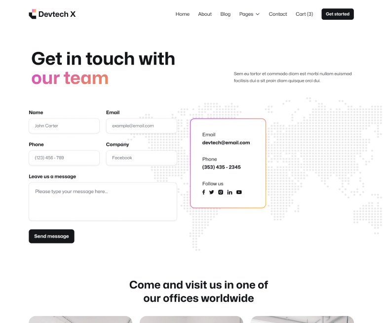 Devtech X - Contact V2 Page - The Ultimate Tech Development Agency Webflow Template
