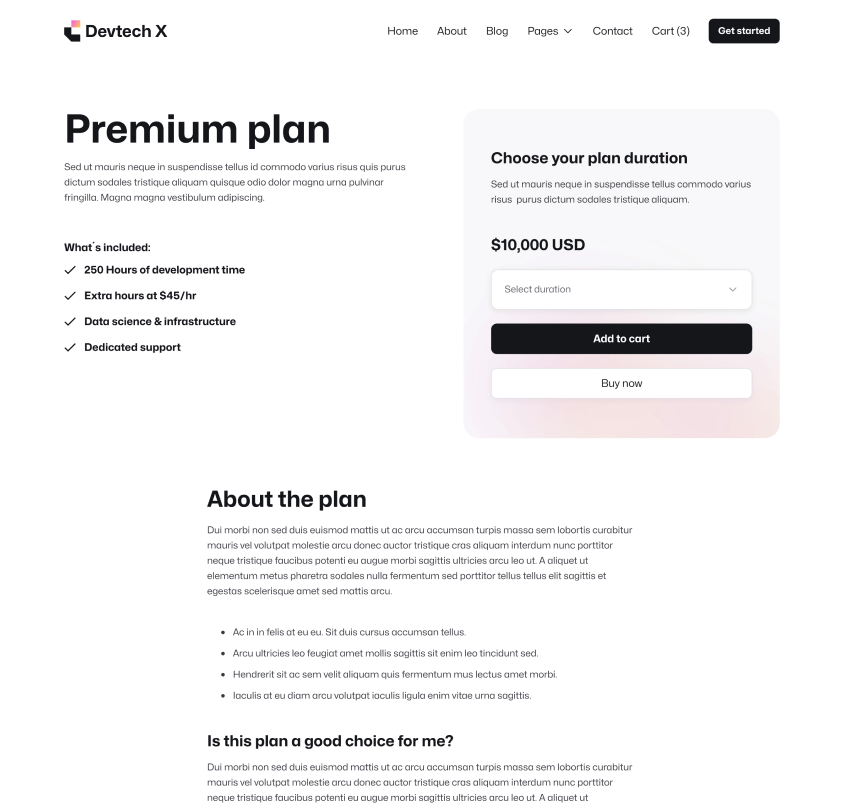 Devtech X - Package Single Page - The Ultimate Tech Development Agency Webflow Template