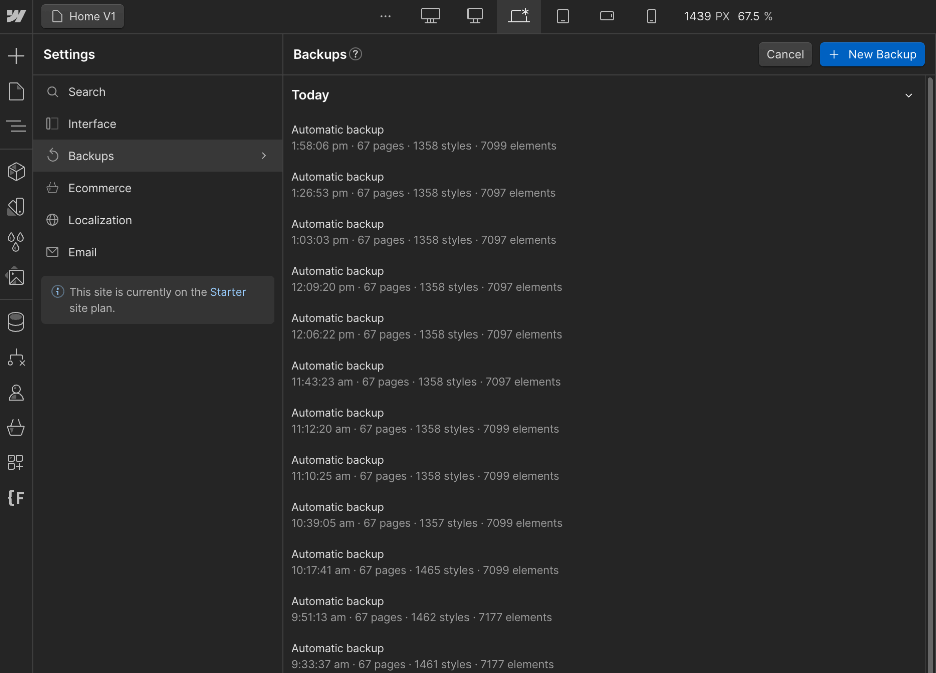 Backups - Devtech X Webflow Template