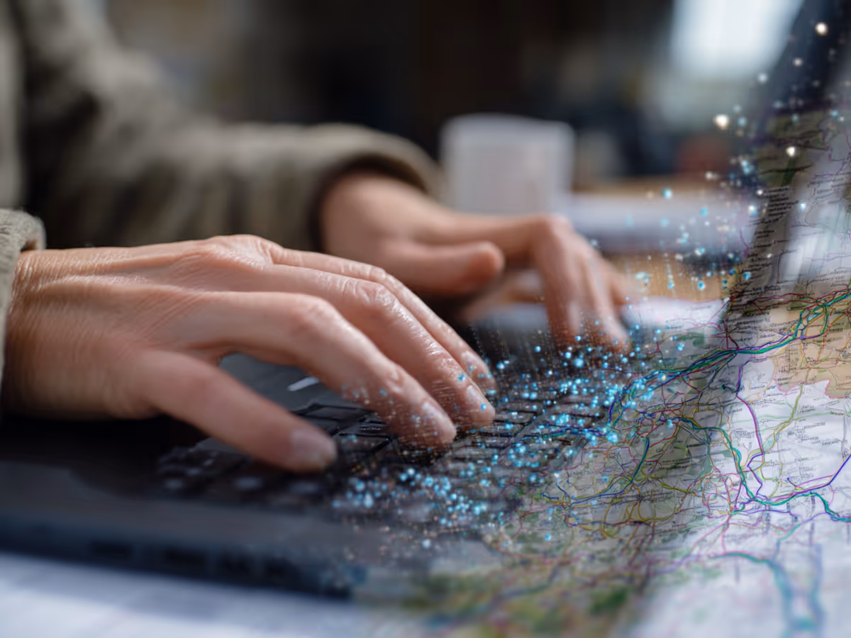 Person using a digital map interface representing access to GATEWAY tools for CADSI members.