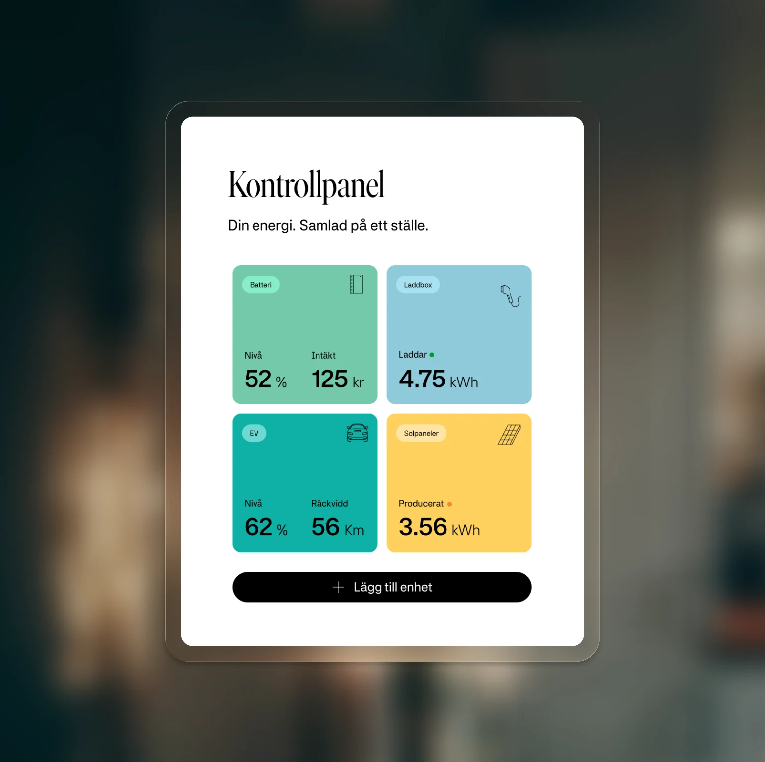 Greenely-appen UI