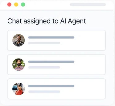 MyOperator Chat interface showing three user messages assigned to an AI agent.