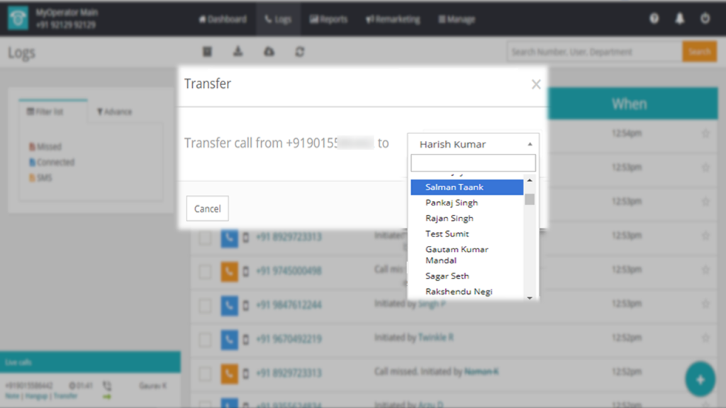 Live Call Transfer