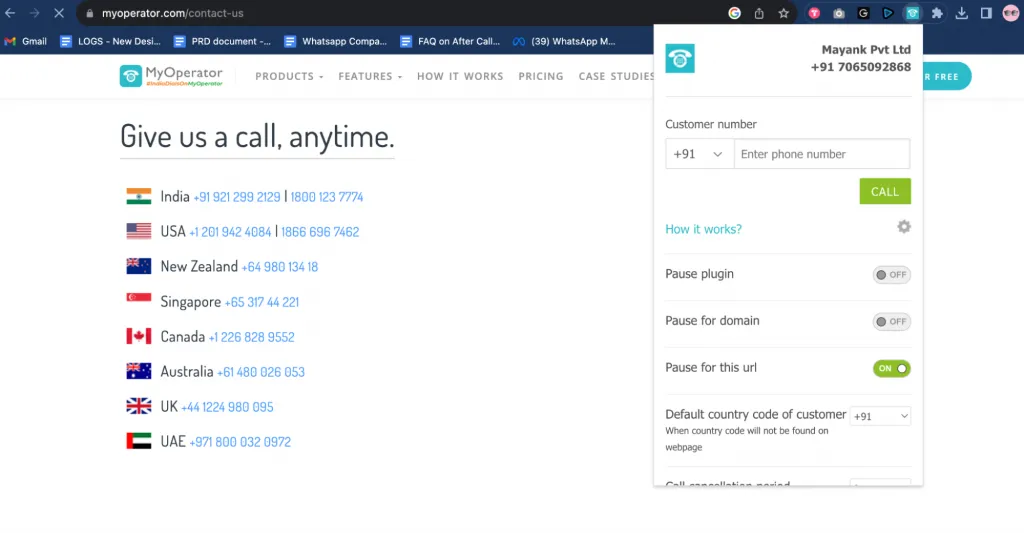 MyOperator Phone Number Management without call icon