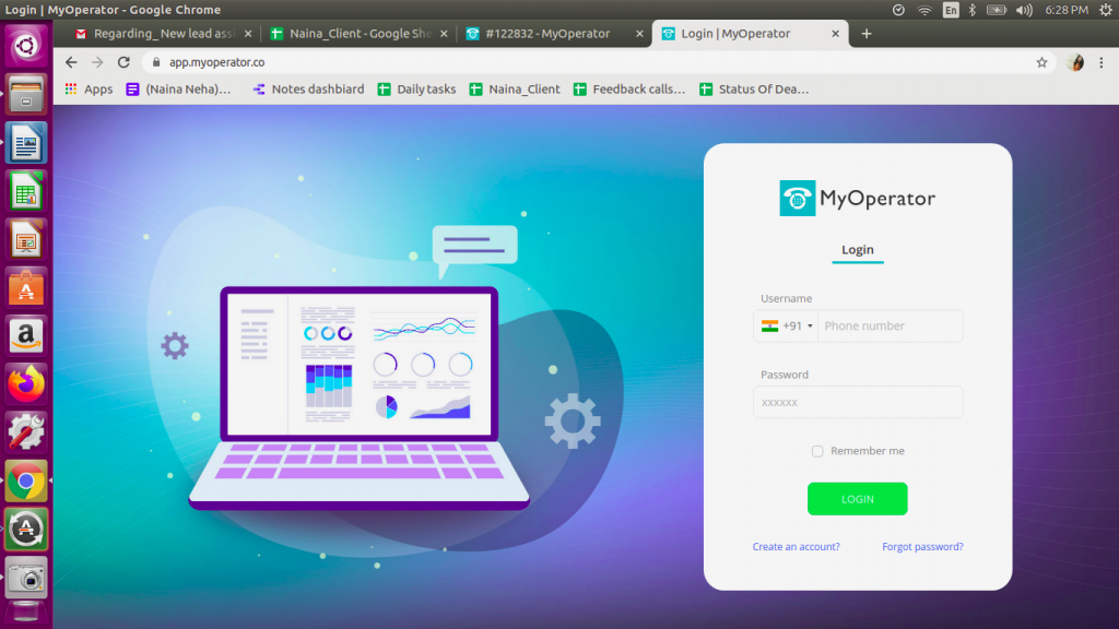 MyOperators Login dashboard